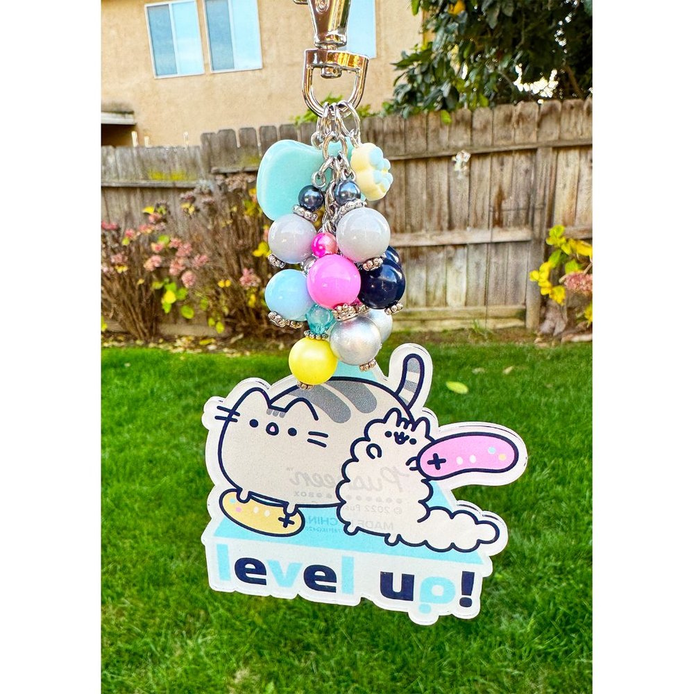 Gaming Pusheen Cat Acrylic Keychain Purse Bag Charm